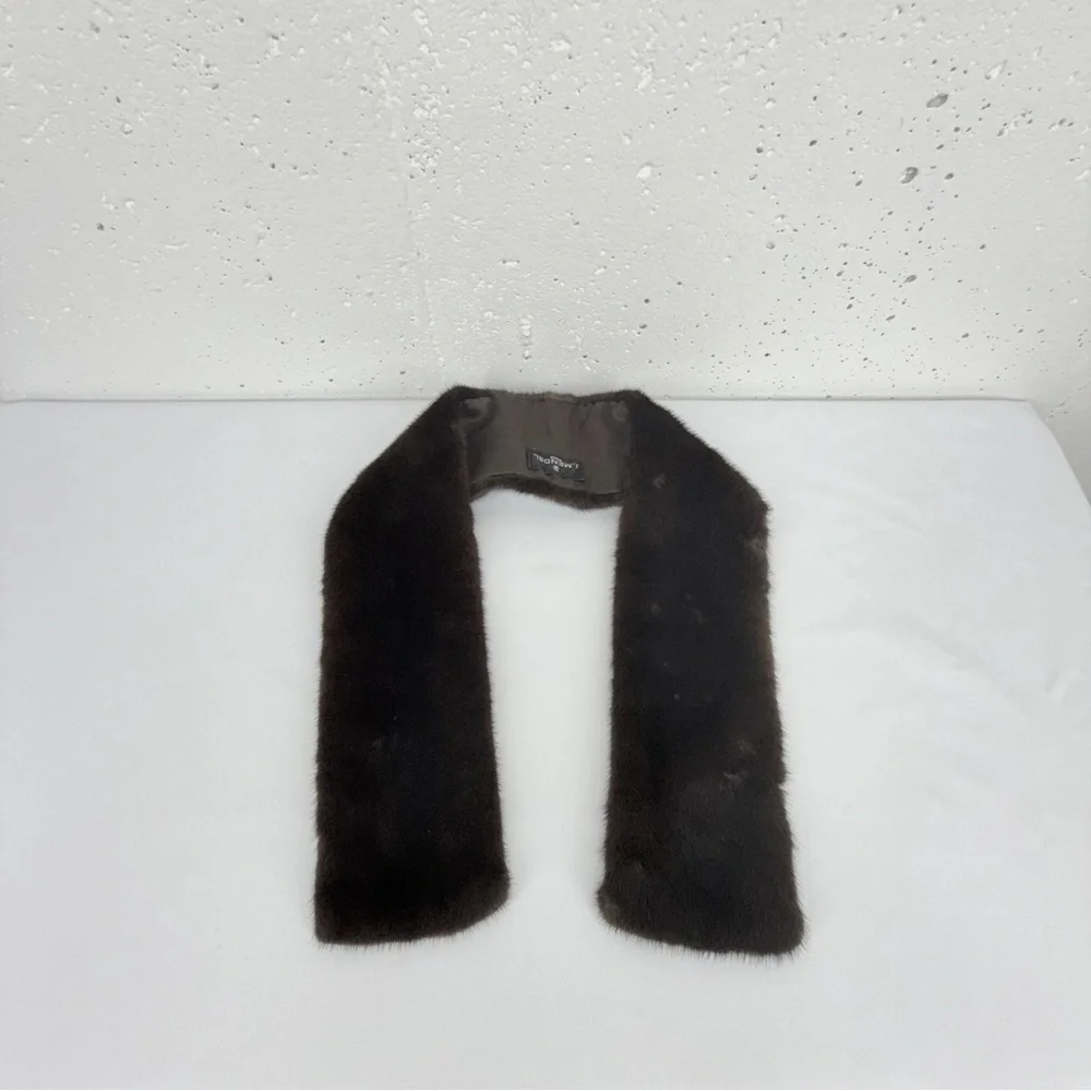 J. Mendel Brown Mink Scarf 4.5 x 38”